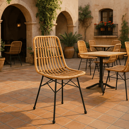 Silla de Comedor Terraza Rattan Grecia Color Madera