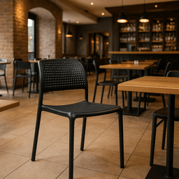 Silla de Restaurant o Terraza Comedor Hoffman Enrejada - Negra Completa
