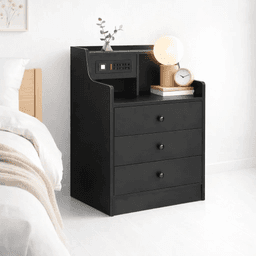 Velador Urbano Smart con Enchufe Integrado Negro de 3 Cajones