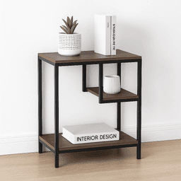 Mesa Auxiliar de 3 Niveles con Estantes Abiertos