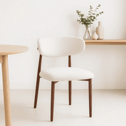 Silla Bear de Tela con Patas Metálicas Madera - Crema