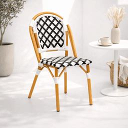 Silla de Jardín Parisina con Diseño Geométrico Trenzado