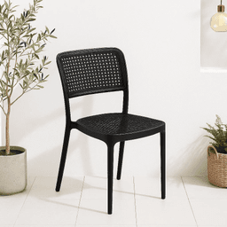 Silla de Restaurant o Terraza Comedor Hoffman Enrejada - Negra Completa