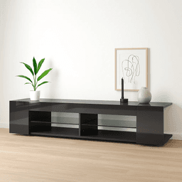 Mueble de TV Moderno Negro con Luces LED y Compartimentos