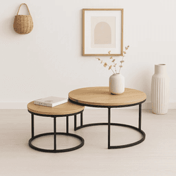 Juego de Mesas de Centro Anidadas - Madera Clara