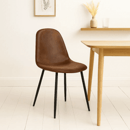 Silla Spoon Ecocuero vintage café oscuro