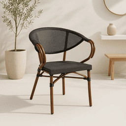 Silla Bistro Parisina Textileno con reposabrazos - Café Oscuro