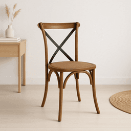 Silla Crossback Madera Rattan - Café Vintage