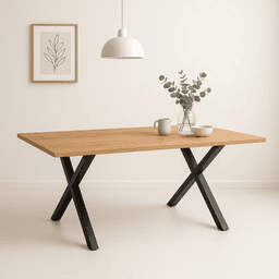 Mesa industrial Madera y Metal Cross 180x90