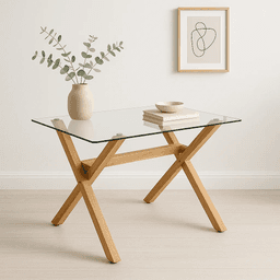 Mesa Nordic Cross Rectangular Vidrio 140x90 cms