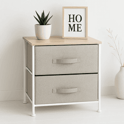 Velador con Cajones de Tela - Gris