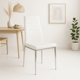 Silla Dining Liana con patas cromadas - Blanca