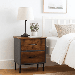 Velador Dos Cajones Metal Rústico