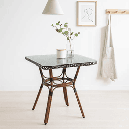 Mesa Bistro Parisino con Metál y Rattan Sintético