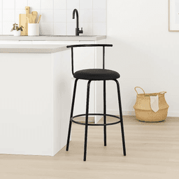 Taburete Alto Oslo Metal y Cuero Sintético - Negro