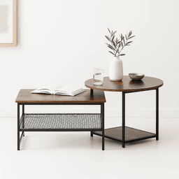 Set de Mesas de Centro Industrial en MDF - Diseño Dúo Modular