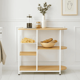 Mesa lateral para cocina de organización 3 niveles madera clara - Blanca