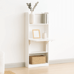 Estantería con Escritorio Plegable Compacto - Blanco
